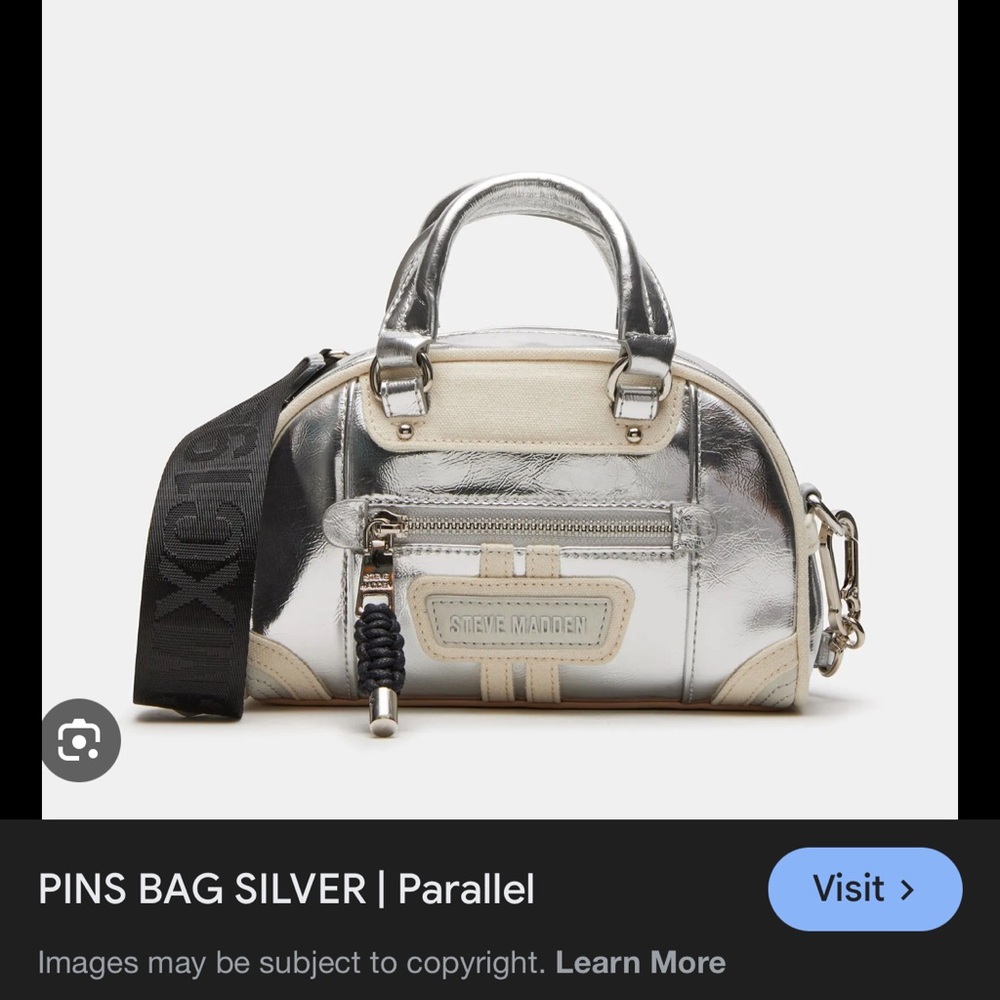 Steve Madden Silver and Cream Mini Bag